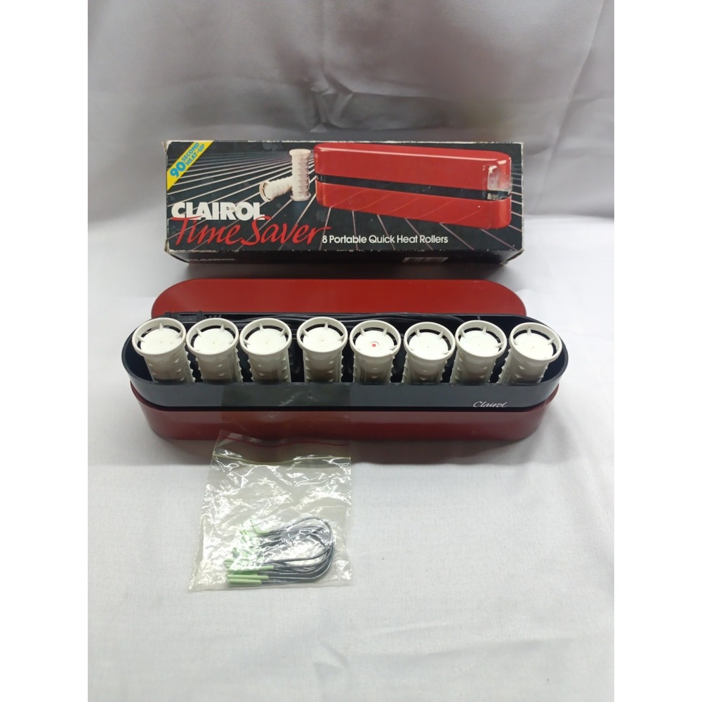 Clairol Time Saver Heated Curlers 8 Rollers Portable Quick Heat Vtg Tested WORKS